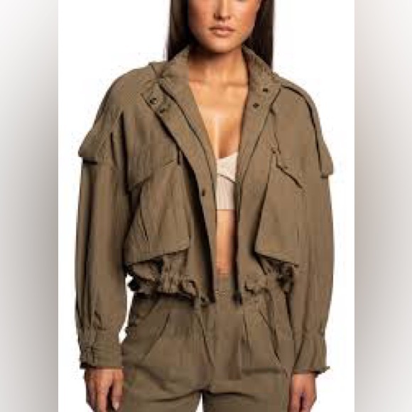 JLUXLABEL Jackets & Blazers - Olive Green Casual Jacket